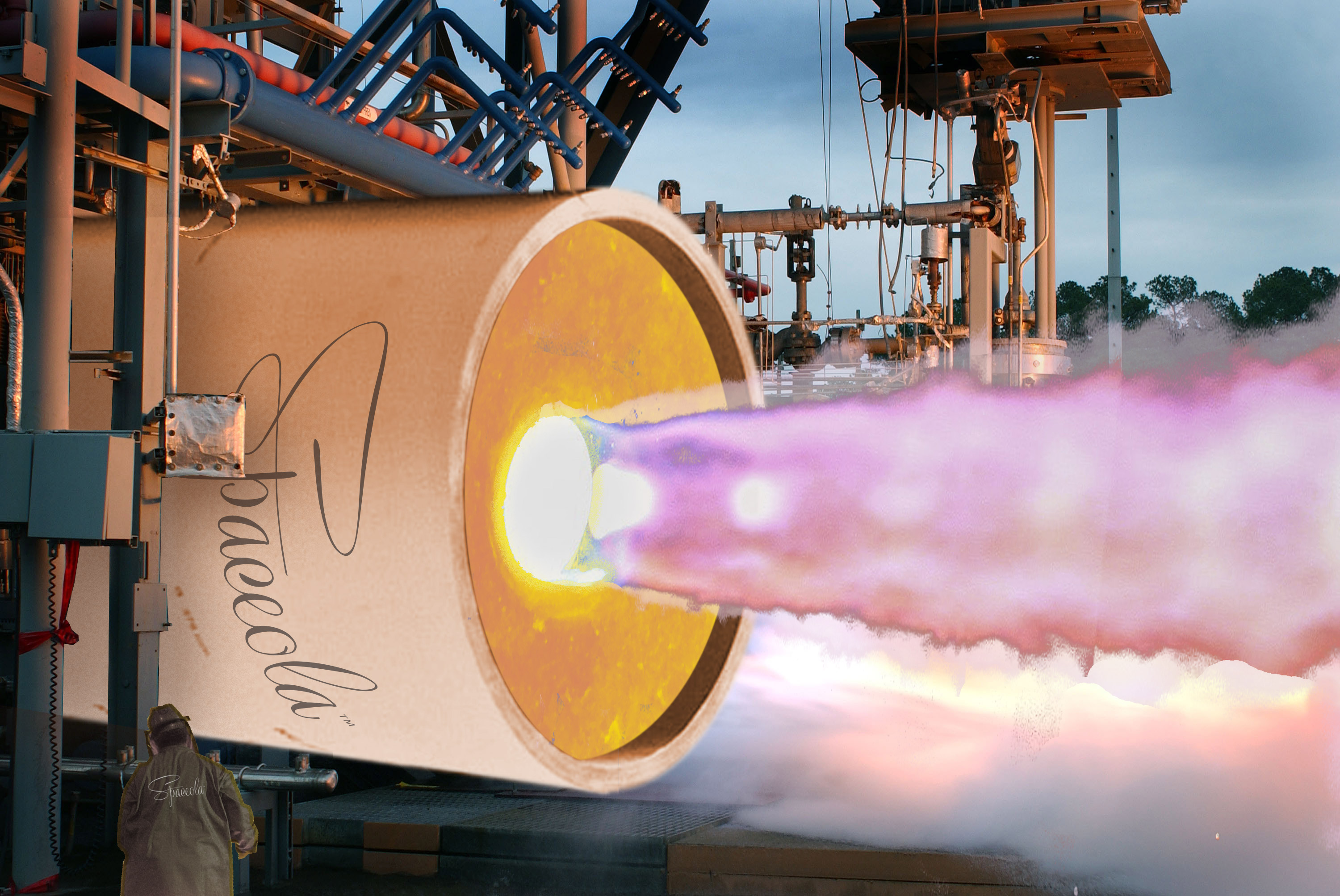 Test firing of the Spaceola cardboard booster