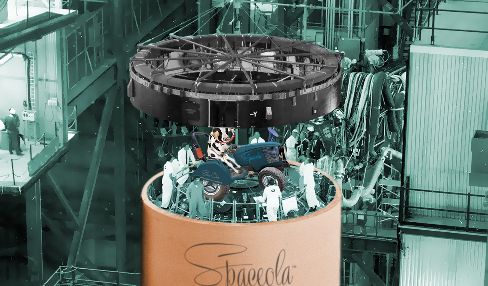 Loading Elsie and her tractor on the cardboard booster back at the Merritt Island launch prep site.