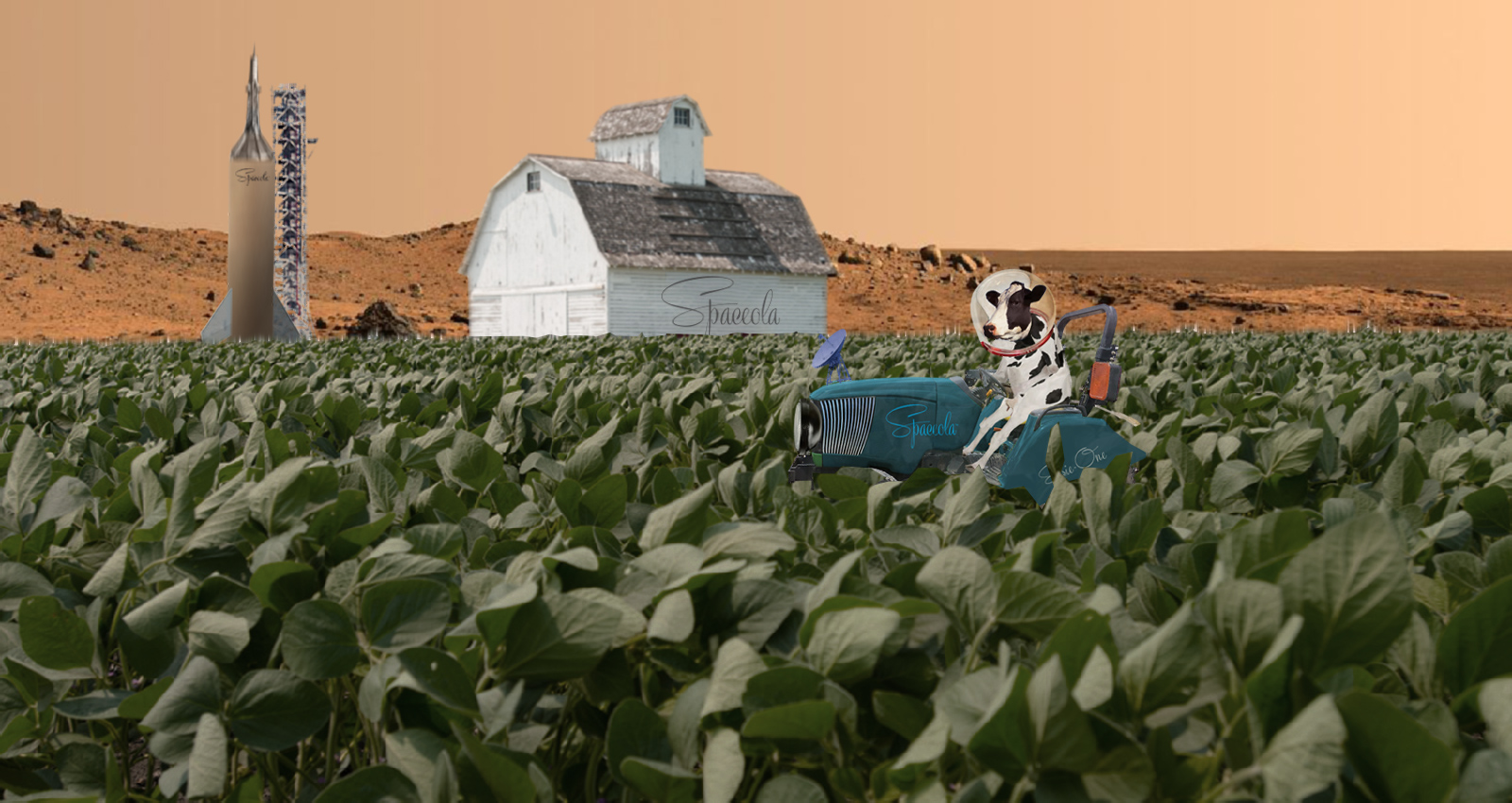Elsie tilling the soil on the Spaceola farm site