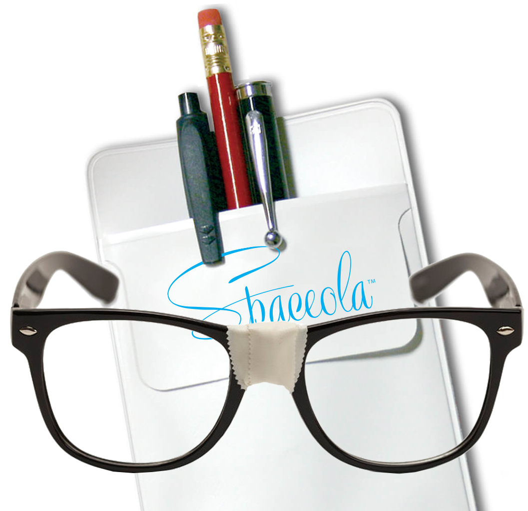 Carefully repaired eyeglasses worn by Spaceola volunteer engineers.